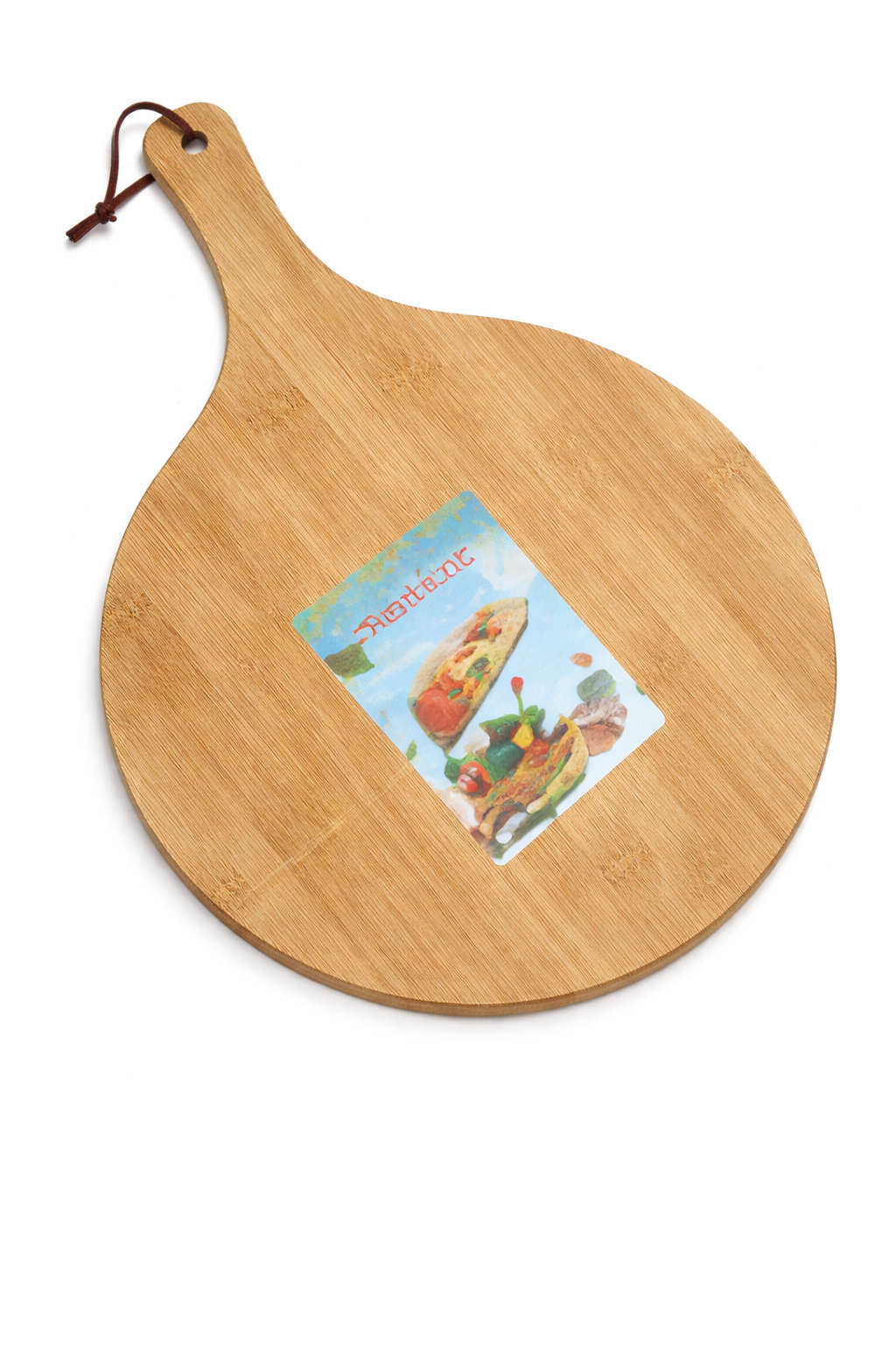 Relaxsit Bamboo Pizza Tray Round Bamboo Wood Pizza Serving Board Peel Cutting Tray Plate with hand bar in multiple size options round with additional handle length