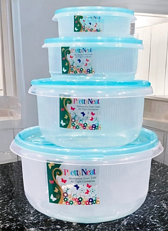 Bowl-Storage Bowl 3 Piece Transparent Plastic Box set with Coloured Lid 5 inches 6 inches 7 inches 8.5 inches and 10.5 inches)