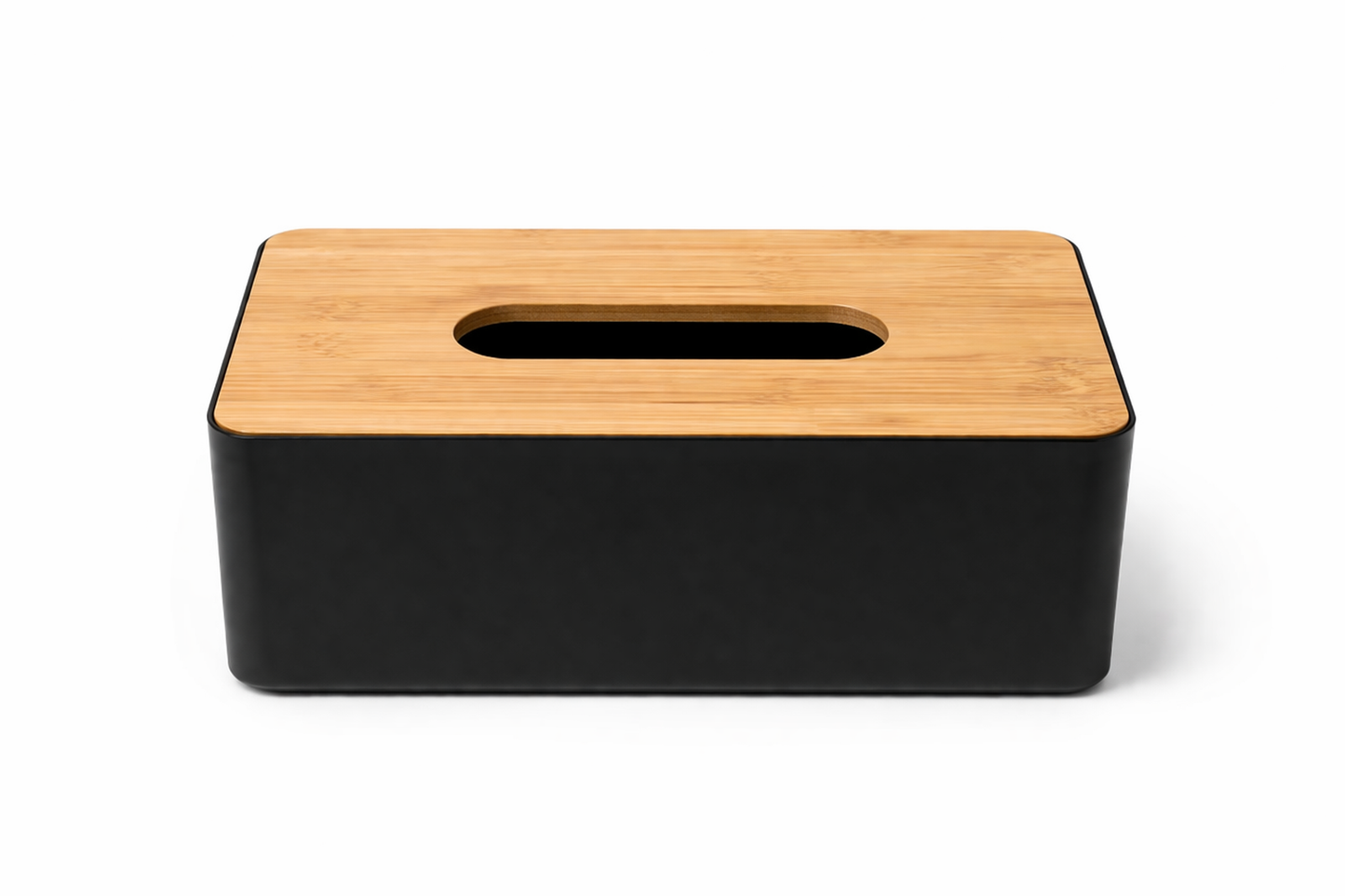 Bamboo Wooden Tissue Box Holder – Black Body with Natural Wood Lid | Tissue Paper Cover for Bedroom, Office & Living Room | Pakistan