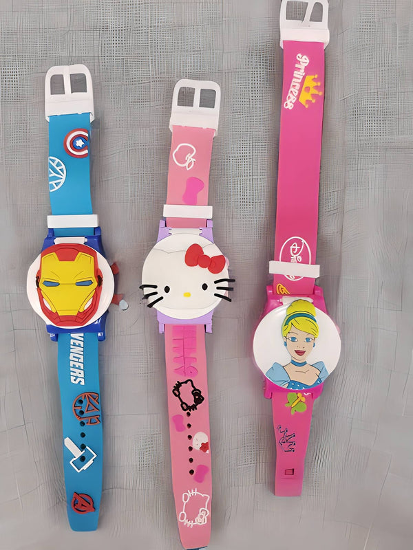 Color Cartoon Children_s Electronic Watch Creative Cartoon Gyro Silicone Strap Anime Electronic Watch for Primary School Students