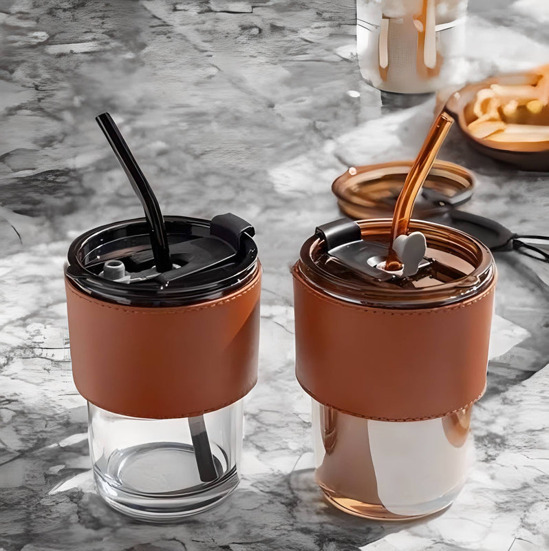 Glass Straw Cup with Lid