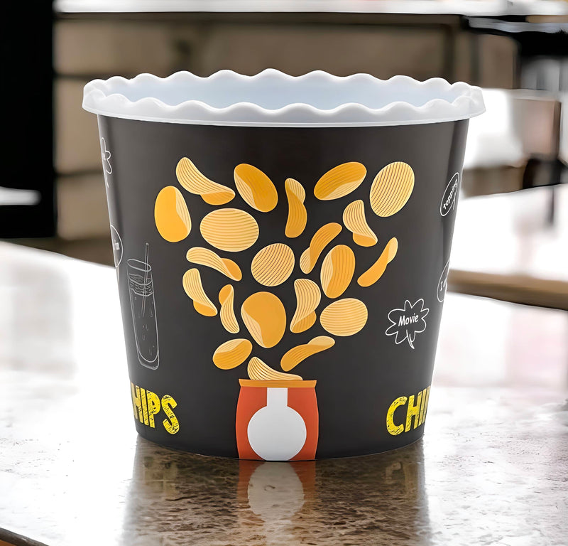 Modern Style Reusable Plastic Popcorn BoxPopcorn ContainersPopcorn Bowls Set for Movie Theater Night 3 PCs