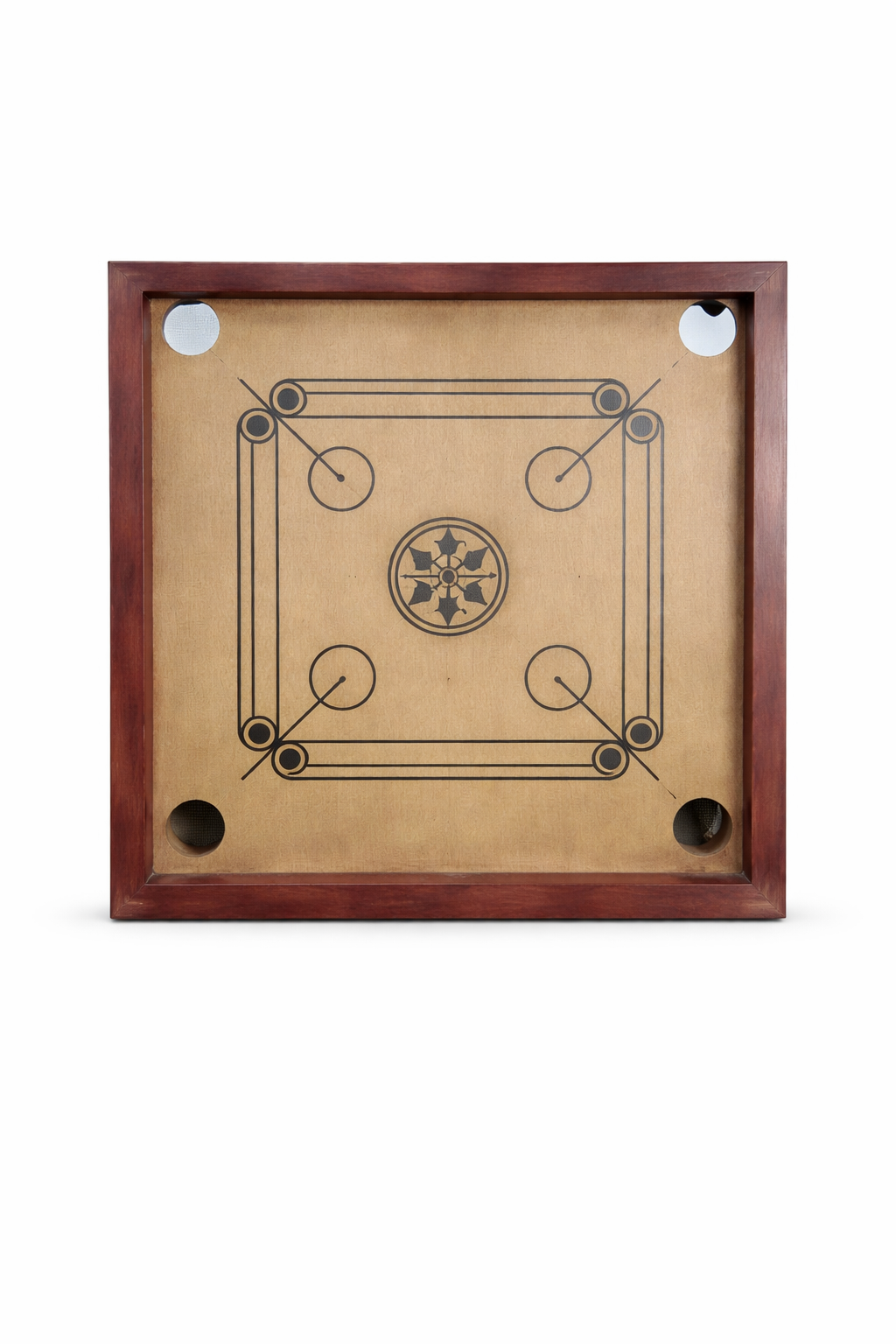 Wooden Carrom Board with Coins and Striker