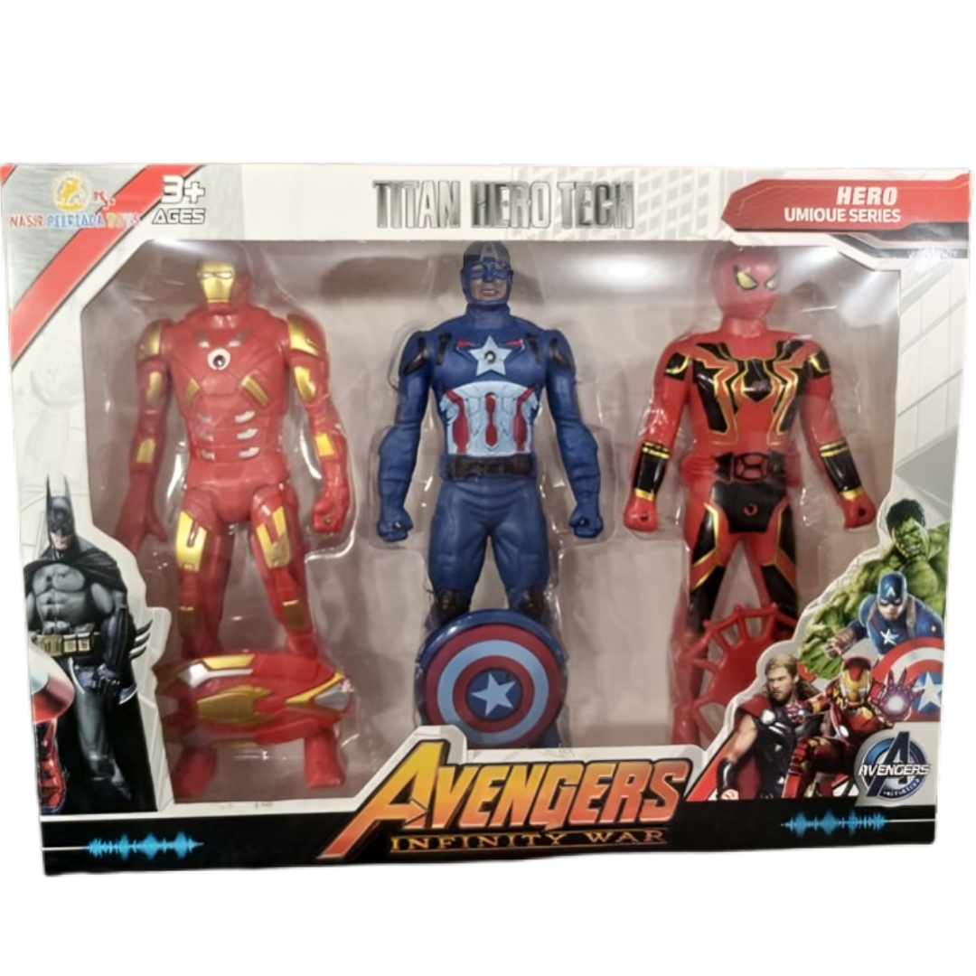 Superhero Action Figure Set – Pack of 3 Large Poseable Figures with Accessories | Kids Toy Gift for Boys Age 3+