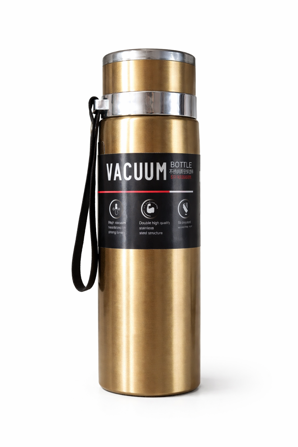 Gold Vacuum Flask Bottle – Double Wall Stainless Steel Thermos | Keeps Hot & Cold 12+ Hours | Travel, Gym & Office Water Bottle Pakistan