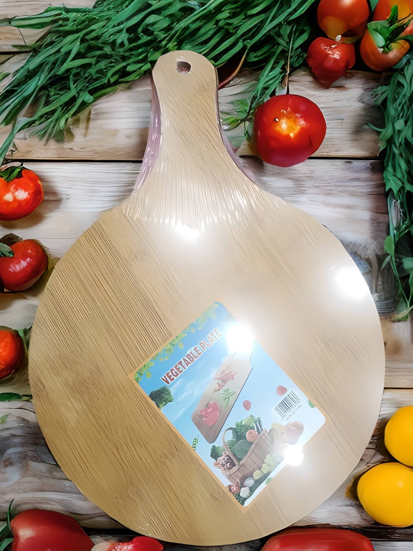 Relaxsit Bamboo Pizza Tray Round Bamboo Wood Pizza Serving Board Peel Cutting Tray Plate with hand bar in multiple size options round with additional handle length
