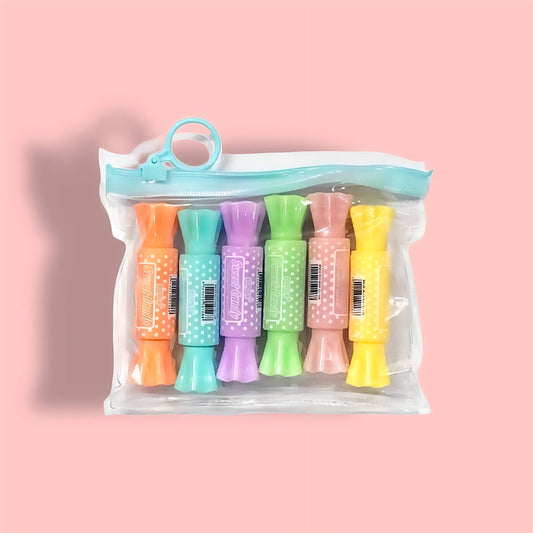 1 Pack6 Piece Stationery Cute Candy Highlighter Pen Lovely Cartoon Paint Marker Pen School Office Supplies