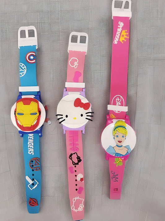 Color Cartoon Children_s Electronic Watch Creative Cartoon Gyro Silicone Strap Anime Electronic Watch for Primary School Students