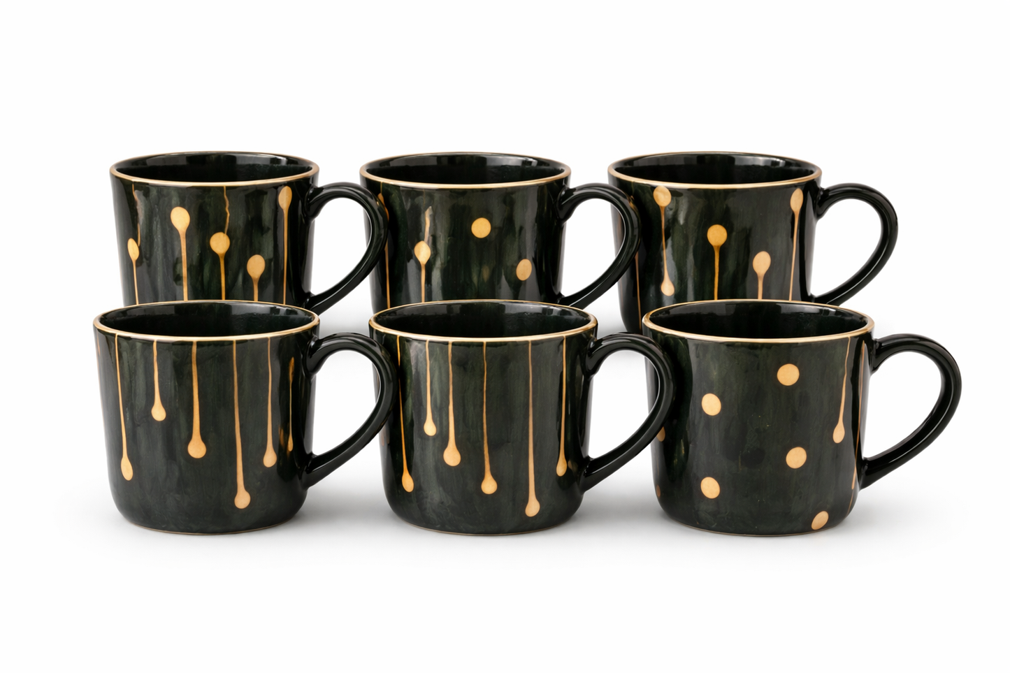Stylish Black Marble Coffee Cups 6 Pcs