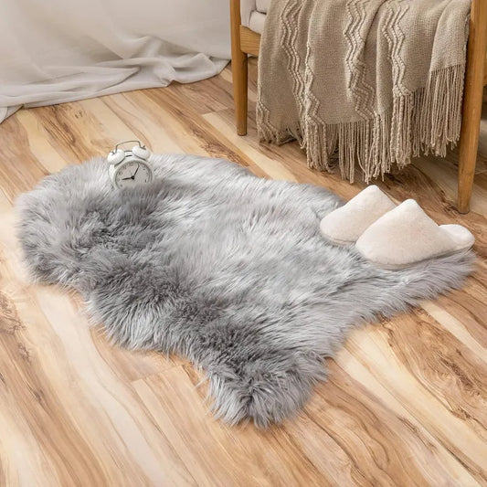 Fluffy Rug Soft Shaggy Faux Fur Area Rug Luxury Plush Sheepskin Carpet for Bedroom Living Room Sofa Chair 2 x 3 Feet, Grey uk import