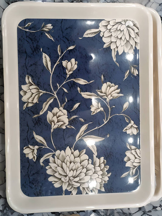 Hand Painted - Serving Tray Rectangle Slim - Blooming HIBISCUS