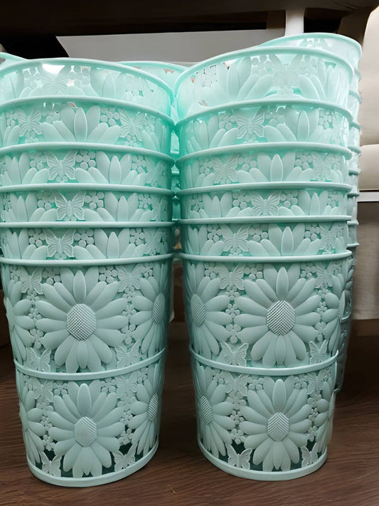 Hollow Flower Brush Pen Pencil Pot Holder Container Desktop Organizer Decor 2 PCs