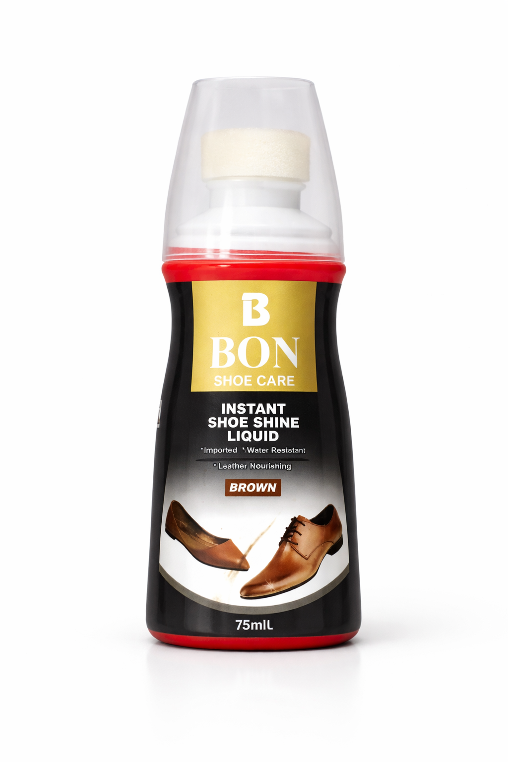 Instant Shoe Shine Liquid with Sponge Applicator – 75ml Brown Leather Shoe Polish | Water Resistant & Leather Nourishing | Pakistan