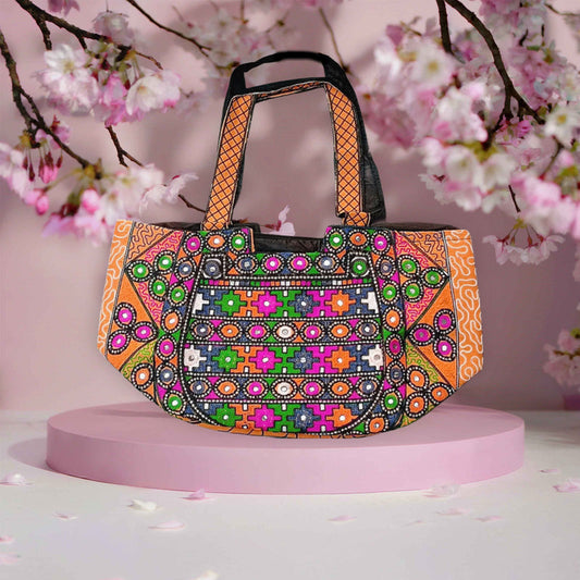 Pakistani Traditional Embroided HandBag Purse Multicolor Embroidered Vintage ZENZ For Adult Females Girls Ladies Women Ajrak