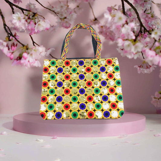 Pakistani Traditional Embroided HandBag Purse Multicolor Embroidered Vintage ZENZ For Adult Females Girls Ladies Women Ajrak 11