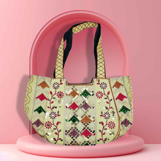 Pakistani Traditional Embroided HandBag Purse Multicolor Embroidered Vintage ZENZ For Adult Females Girls Ladies Women Ajrak