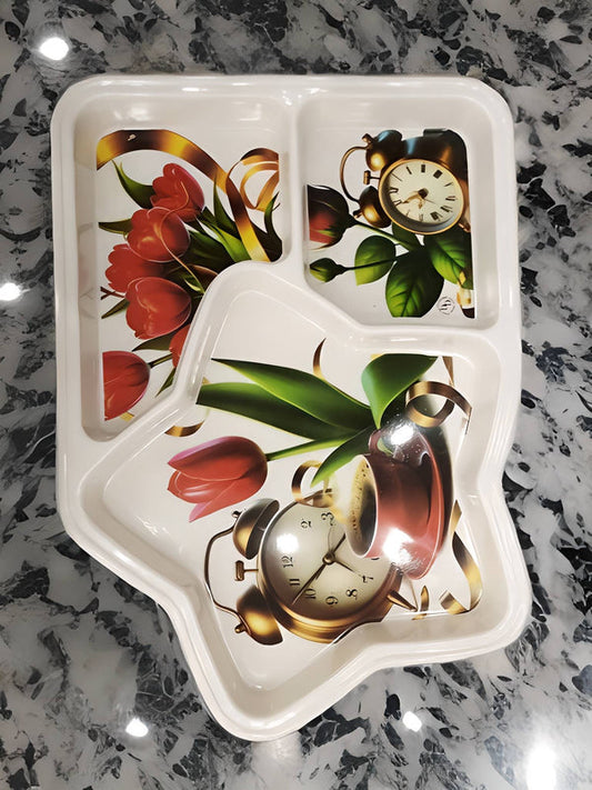 Rectangular Shape and Printed Design, Pack of 2 Tray Set