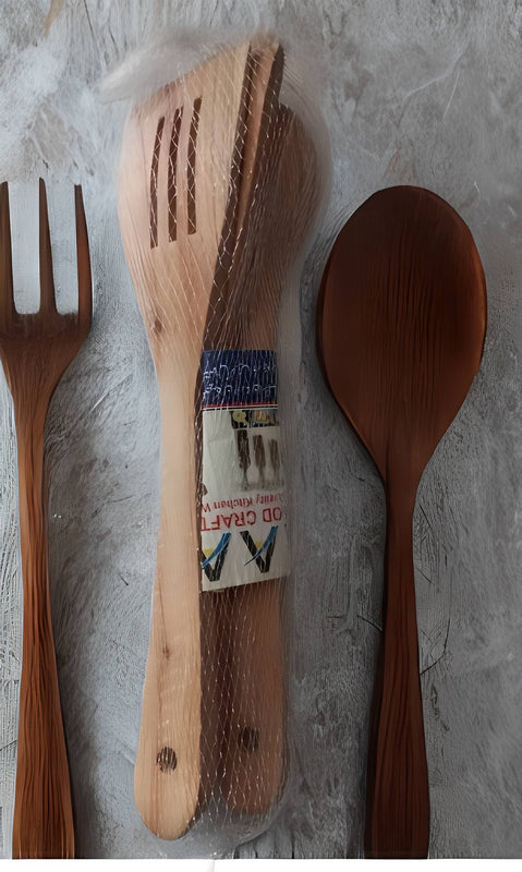 Set of 3 High-Quality Big Wooden Spoons for Cooking