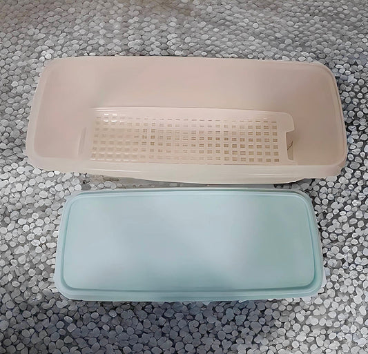 TUPPERWARE Bread Celery Veggie Keeper Storage Container Aqua color