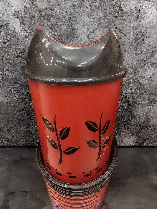 Urbane Home Plastic Medium Size Swing Dustbin, 10 Liters (RED)