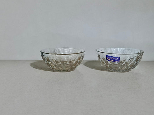 Wieat Set of 6 Small Diamond Glass Bowls Condiment Jars Round Clear Glass Serving Bowls 3 Pcs