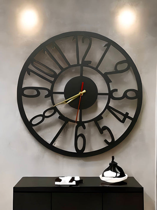 Present Era Wooden Wall Clock, Wood clock,Oversized Unique Silent Minimal Spiral Modern Wooden Wall Clock Wooden Wall Clock For Bedroom Clock For Office Wooden Clocks English Letter