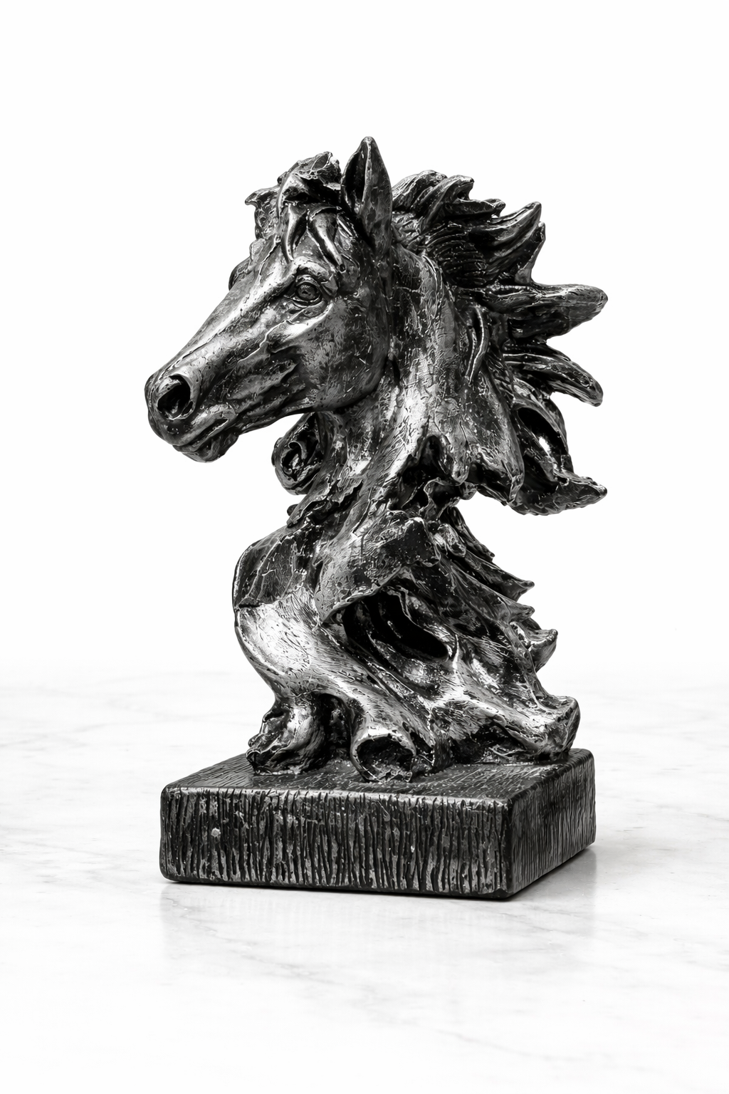 Horse Head Bust Statue Showpiece – Premium Resin Sculpture | Antique Copper & Dark Silver Finish | Home & Office Decor Pakistan