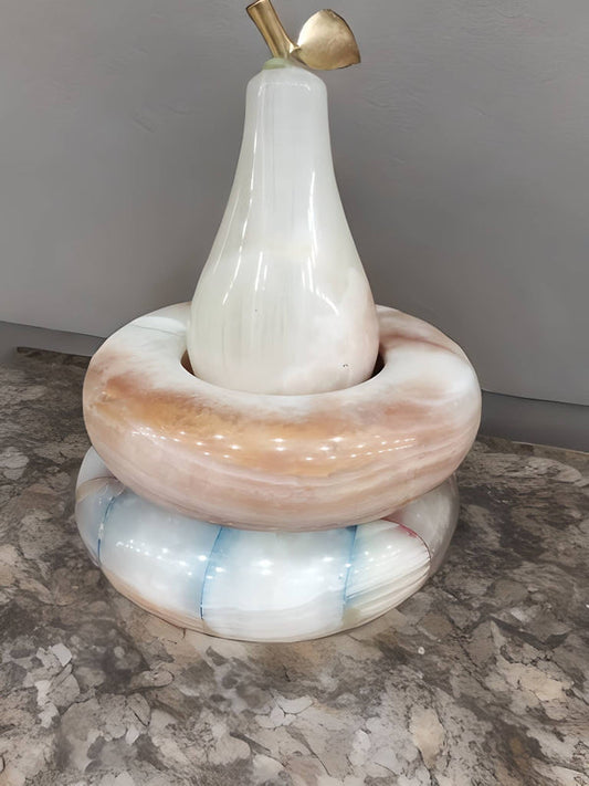 STONES & CRAFTS Marble Wine bottle with lid 33 Ounce capacity – Unique Onyx Stone Marble decorative Fruit Shape with lids for Wine Accessories and Home & Kitchen Décor.