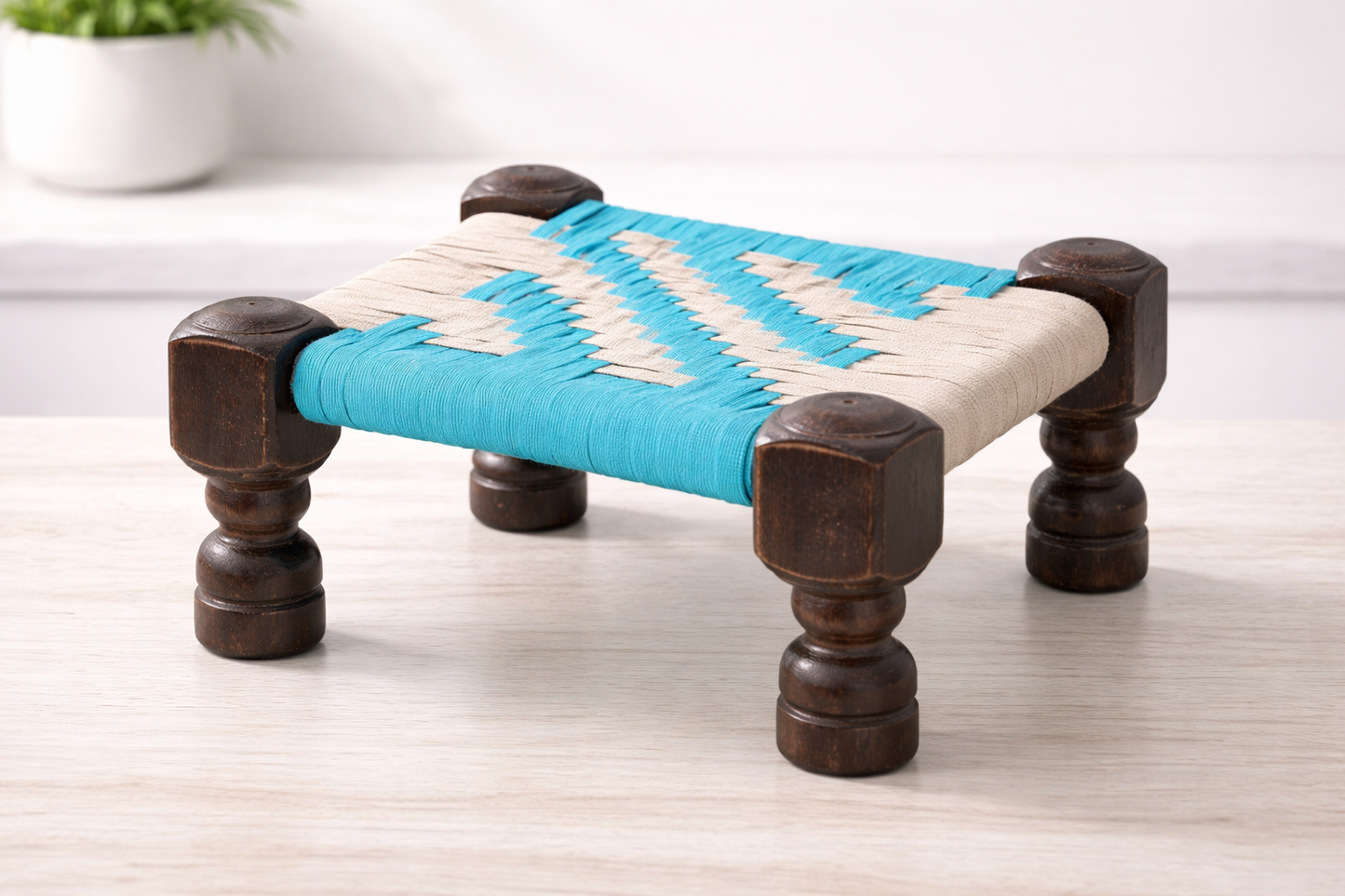 Handwoven Wooden Stool (Moorha Style) – Mini Charpai Piri Seat for Home Décor & Sitting