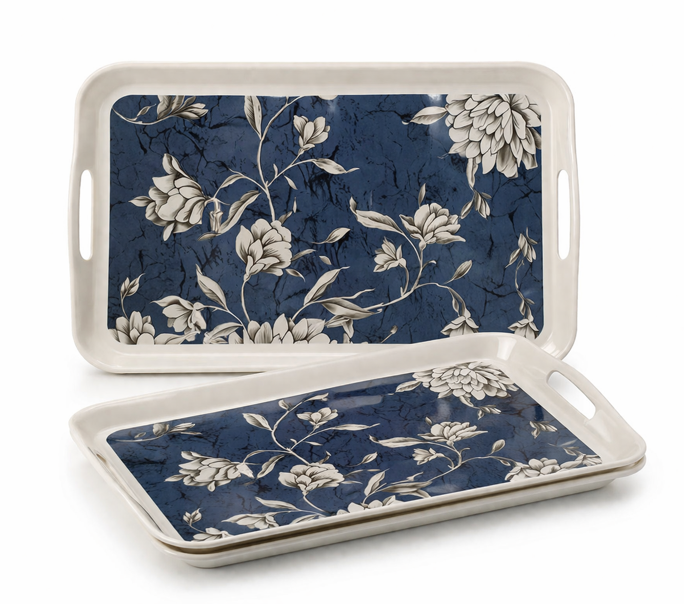 Hand Painted - Serving Tray Rectangle Slim - Blooming HIBISCUS